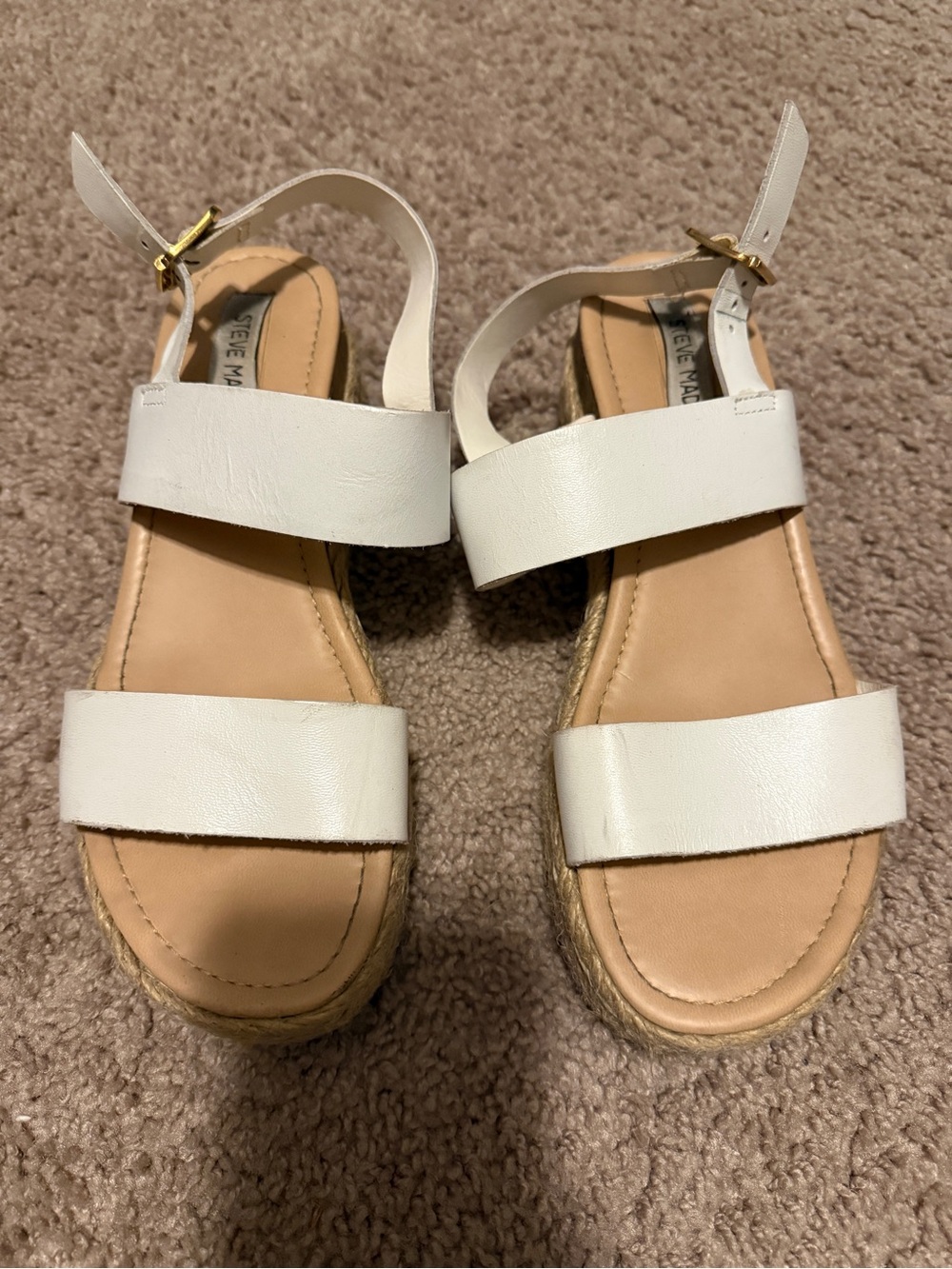 Steve Madden White Double-Strap Espadrille Sandal